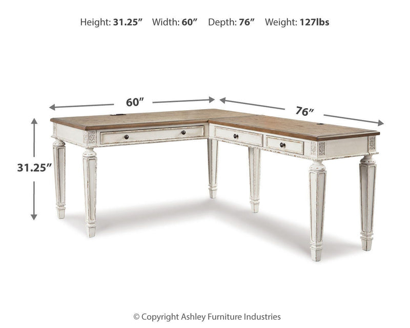 Realyn Two-tone Home Office Desk and Bookcase - H743H3