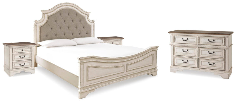 Realyn Two-tone King Panel Bed, Dresser and 2 Nightstands - B743B63