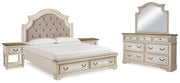 Realyn Two-tone King Panel Bed, Dresser, Mirror and 2 Nightstands - B743B64