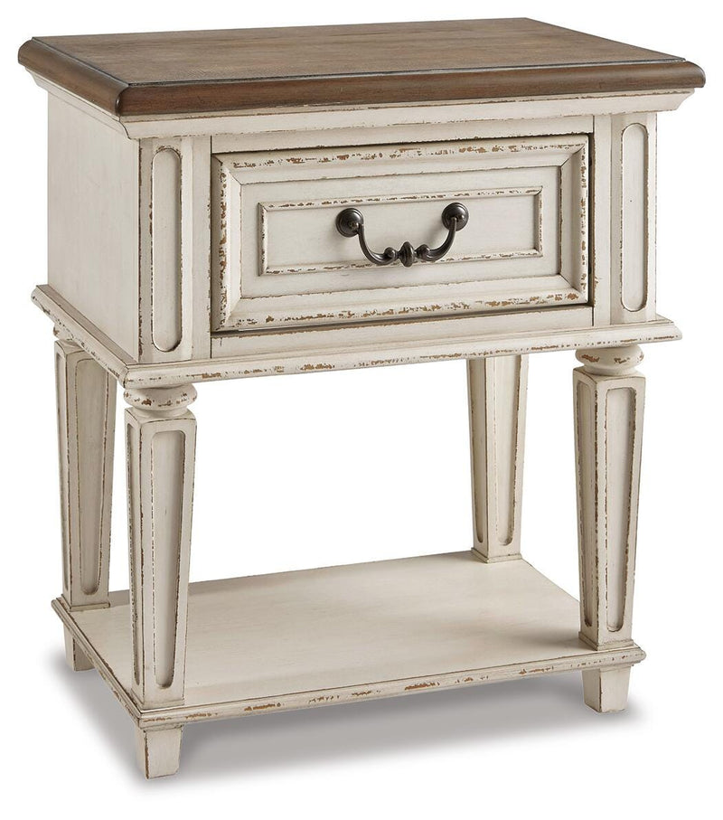 Realyn Two-tone King Panel Bed, Dresser, Mirror and 2 Nightstands - B743B64