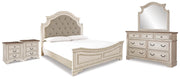 Realyn Two-tone King Panel Bed, Dresser, Mirror and 2 Nightstands - B743B70