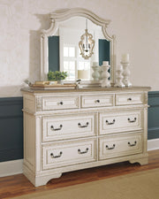 Realyn Two-tone King Panel Bed, Dresser, Mirror and 2 Nightstands - B743B70