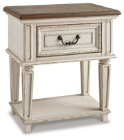 Realyn Two-tone King Panel Bed, Dresser, Mirror and Nightstand - B743B78