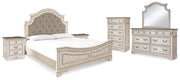 Realyn Two-tone King Panel Bed, Dresser, Mirror, Chest and 2 Nightstands - B743B48