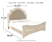 Realyn Two-tone King Panel Bed, Dresser, Mirror, Chest, Vanity and Nightstand - B743B58