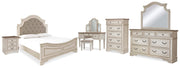 Realyn Two-tone King Panel Bed, Dresser, Mirror, Chest, Vanity and Nightstand - B743B58