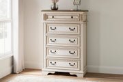 Realyn Two-tone King Panel Bed, Vanity, Chest and 2 Nightstands - B743B73