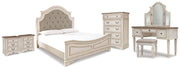 Realyn Two-tone King Panel Bed, Vanity, Chest and 2 Nightstands - B743B73