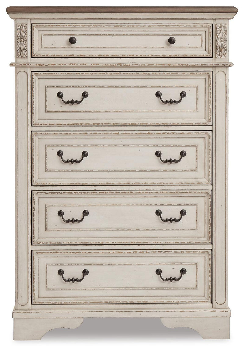 Realyn Two-tone King Storage Bed, Chest and 2 Nightstands - B743B50