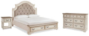 Realyn Two-tone King Storage Bed, Dresser and Nightstand - B743B62
