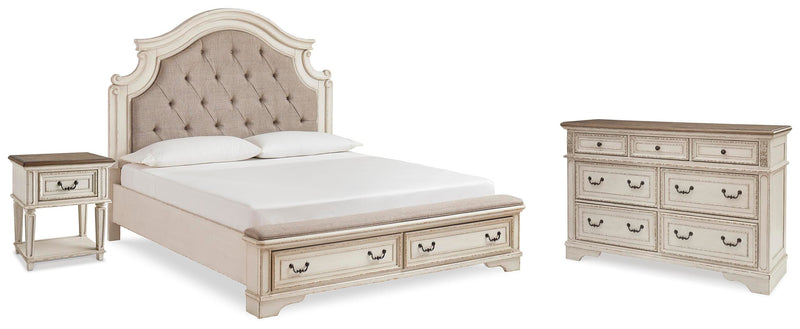 Realyn Two-tone King Storage Bed, Dresser and Nightstand - B743B62