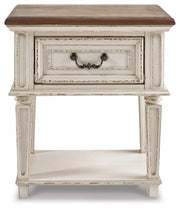 Realyn Two-tone King Upholstered Panel Bed, Dresser, Chest and Nightstand - B743B41