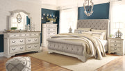 Realyn Two-tone King Upholstered Sleigh Bed, Dresser, Mirror and 2 Nightstands - B743B51