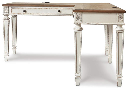 Realyn Two-tone Lift-top Desk, L-shaped Desk and 4 Bookcases - H743H4