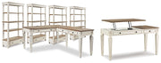 Realyn Two-tone Lift-top Desk, L-shaped Desk and 4 Bookcases - H743H4