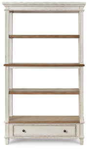Realyn Two-tone Lift-top Desk, L-shaped Desk and 4 Bookcases - H743H4