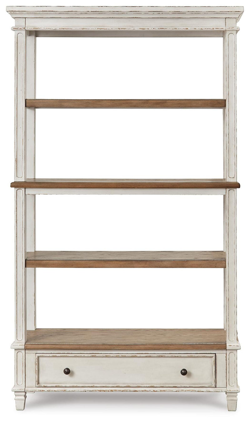 Realyn Two-tone Lift-top Desk, L-shaped Desk and 4 Bookcases - H743H4