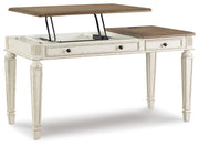 Realyn Two-tone Lift-top Desk, L-shaped Desk and 4 Bookcases - H743H4