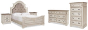 Realyn Two-tone Queen Panel Bed, Dresser, Chest and 2 Nightstands - B743B45