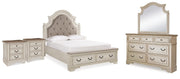 Realyn Two-tone Queen Panel Bed, Dresser, Mirror and 2 Nightstands - B743B83