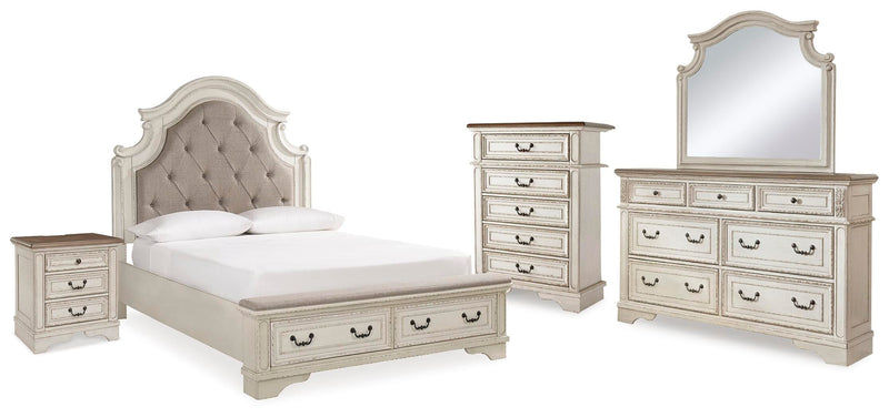 Realyn Two-tone Queen Panel Bed, Dresser, Mirror, Chest and Nightstand - B743B46
