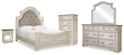 Realyn Two-tone Queen Panel Bed Dresser, Mirror, Chest and Nightstand - B743B82