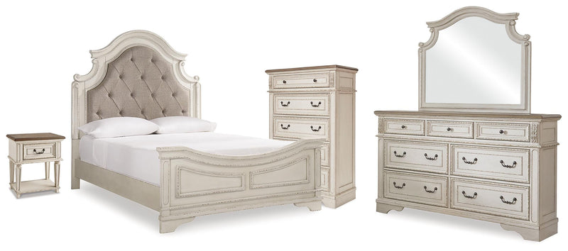 Realyn Two-tone Queen Panel Bed Dresser, Mirror, Chest and Nightstand - B743B82