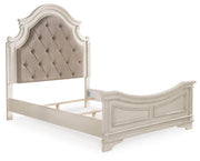 Realyn Two-tone Queen Upholstered Panel Bed and 2 Nightstands - B743B55