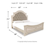 Realyn Two-tone Queen Upholstered Panel Bed and Chest - B743B54
