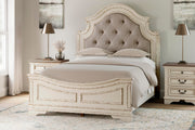 Realyn Two-tone Queen Upholstered Panel Bed and Chest - B743B54