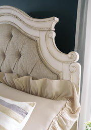 Realyn Two-tone Queen Upholstered Panel Bed and Chest - B743B54