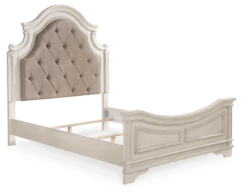 Realyn Two-tone Queen Upholstered Panel Bed and Chest - B743B54