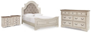 Realyn Two-tone Queen Upholstered Panel Bed, Dresser and 2 Nightstands - B743B67