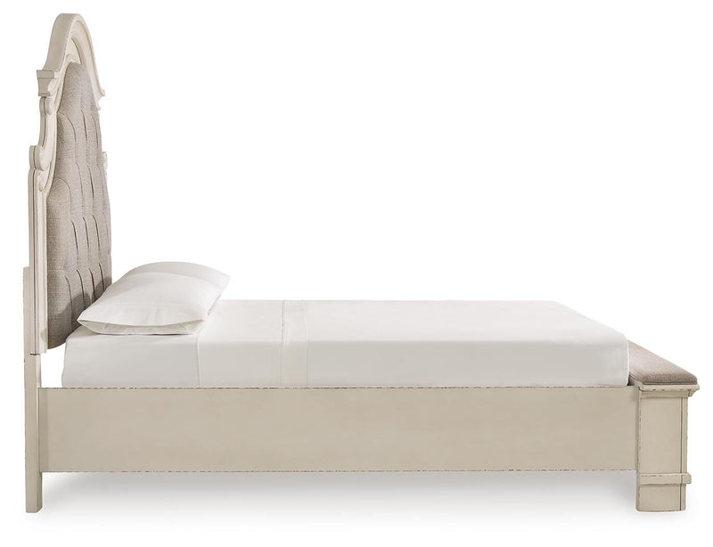Realyn Two-tone Queen Upholstered Panel Bed with Storage, Dresser and Nightstand - B743B57