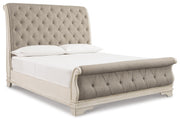 Realyn Two-tone Queen Upholstered Sleigh Bed and Chest - B743B29
