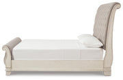 Realyn Two-tone Queen Upholstered Sleigh Bed and Chest - B743B29