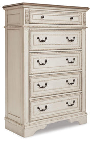 Realyn Two-tone Queen Upholstered Sleigh Bed and Chest - B743B29