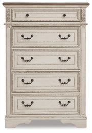 Realyn Two-tone Queen Upholstered Sleigh Bed and Chest - B743B29