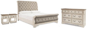 Realyn Two-tone Queen Upholstered Sleigh Bed, Dresser and 2 Nightstands - B743B84
