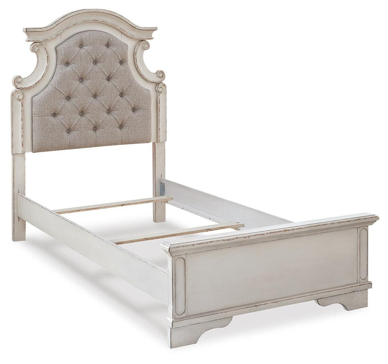 Realyn Two-tone Twin Panel Bed, Dresser, Mirror, Chest and Nightstand - B743B44