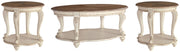 Realyn White/Brown Coffee Table and 2 End Tables - T743T1