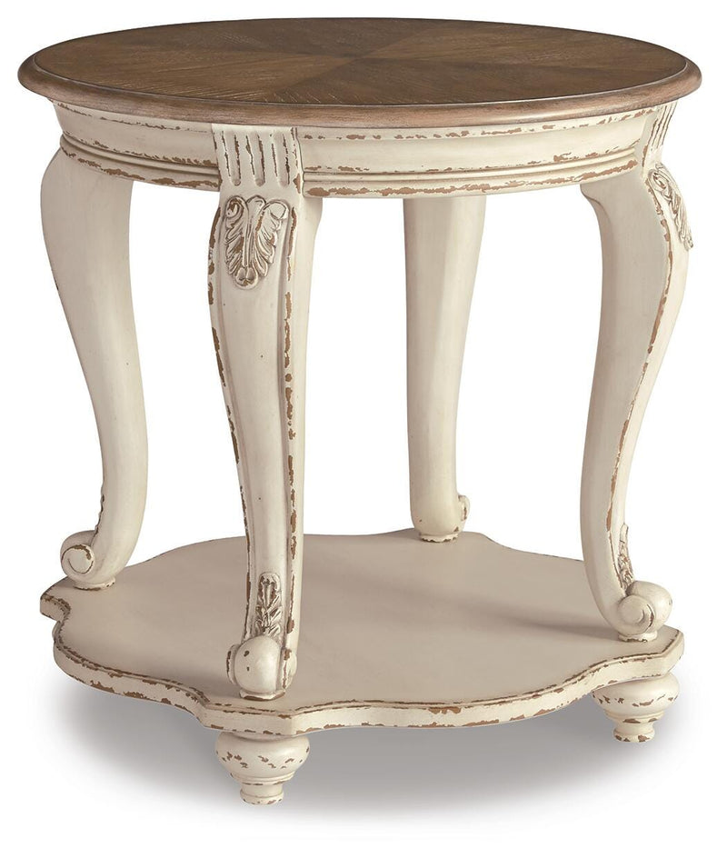 Realyn White/Brown Coffee Table and 2 End Tables - T743T1