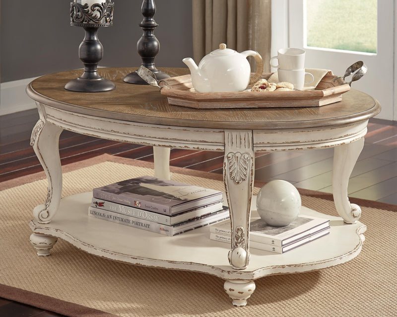 Realyn White/Brown Coffee Table and 2 End Tables - T743T1