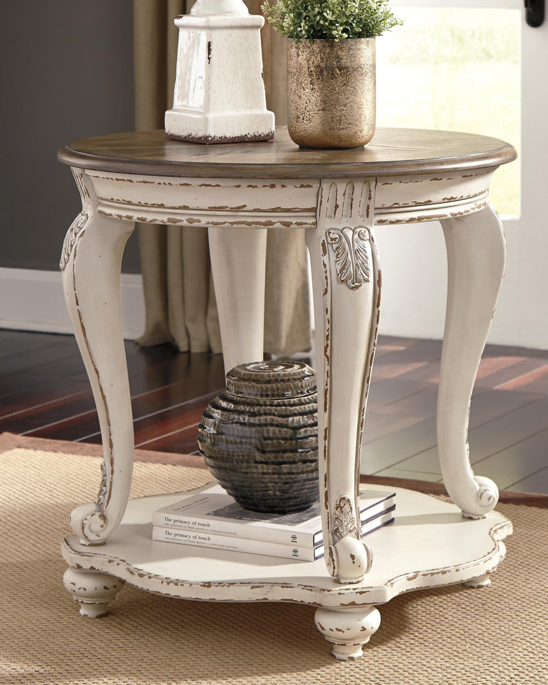 Realyn White/Brown Coffee Table and 2 End Tables - T743T1