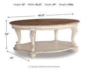 Realyn White/Brown Coffee Table and 2 End Tables - T743T1