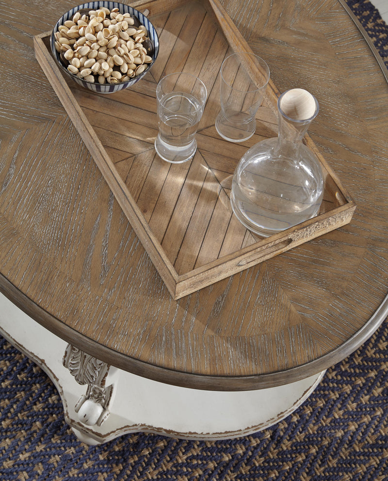 Realyn White/Brown Coffee Table and 2 End Tables - T743T1
