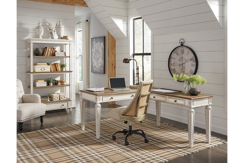 Realyn White/Brown 2 - Piece Home Office Desk - Gate FurnitureOffice Desk
