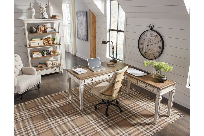 Realyn White/Brown 2 - Piece Home Office Desk - Gate FurnitureOffice Desk