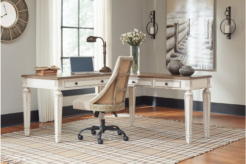 Realyn White/Brown 2 - Piece Home Office Lift Top Desk - Gate FurnitureOffice Desk