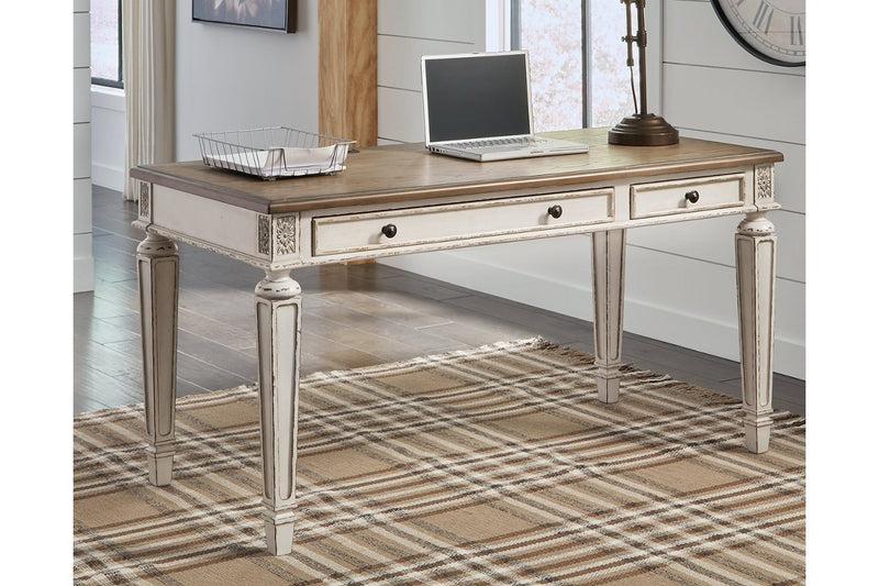 Realyn White/Brown 60" Home Office Desk - Gate FurnitureOffice Desks